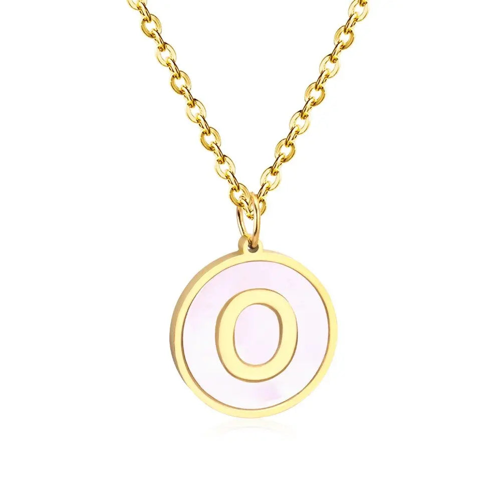 Stainless Steel Round Initial Pendant Necklace Gold Color 26 A-Z Letter Necklaces For Female Party Friend Wholesale asonjewelry